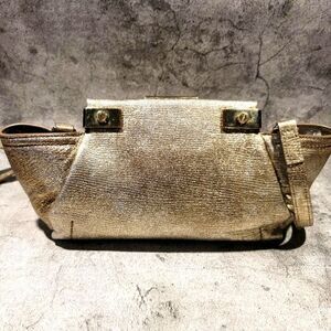 Gorgeous Lanvin Metallic Crossbody Clutch Bowling Bag Authentic